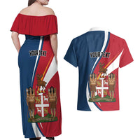 Personalized Canada Newfoundland and Labrador Province Couples Matching Off Shoulder Maxi Dress and Hawaiian Shirt Quaerite prime regnum Dei
