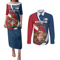 Personalized Canada Newfoundland and Labrador Province Couples Matching Puletasi and Long Sleeve Button Shirt Quaerite prime regnum Dei
