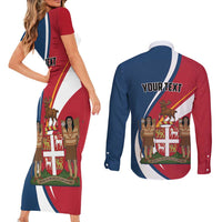 Personalized Canada Newfoundland and Labrador Province Couples Matching Short Sleeve Bodycon Dress and Long Sleeve Button Shirt Quaerite prime regnum Dei