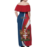 Personalized Canada Newfoundland and Labrador Province Off Shoulder Maxi Dress Quaerite prime regnum Dei