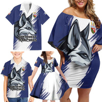 Personalized Canada Northwest Territories Family Matching Off Shoulder Short Dress and Hawaiian Shirt White Fox Grunge Stylized