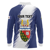Personalized Canada Northwest Territories Long Sleeve Polo Shirt White Fox Grunge Stylized