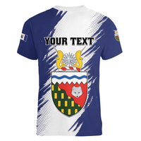 Personalized Canada Northwest Territories Women V-Neck T-Shirt White Fox Grunge Stylized