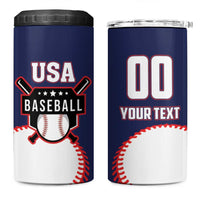 Custom USA 2025 Baseball 4 in 1 Can Cooler Tumbler United States Team For Glory