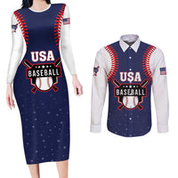 Custom USA 2025 Baseball Couples Matching Long Sleeve Bodycon Dress and Long Sleeve Button Shirt United States Team For Glory