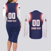 Custom USA 2025 Baseball Couples Matching Long Sleeve Bodycon Dress and Long Sleeve Button Shirt United States Team For Glory