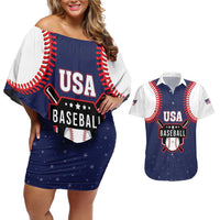 Custom USA 2025 Baseball Couples Matching Off Shoulder Short Dress and Hawaiian Shirt United States Team For Glory