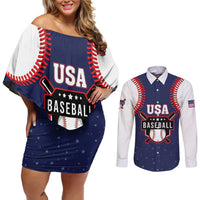 Custom USA 2025 Baseball Couples Matching Off Shoulder Short Dress and Long Sleeve Button Shirt United States Team For Glory