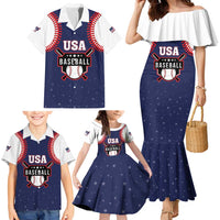 Custom USA 2025 Baseball Family Matching Mermaid Dress and Hawaiian Shirt United States Team For Glory