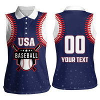 Custom USA 2025 Baseball Women Sleeveless Polo Shirt United States Team For Glory