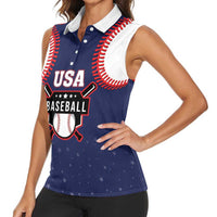 Custom USA 2025 Baseball Women Sleeveless Polo Shirt United States Team For Glory