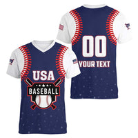 Custom USA 2025 Baseball Women V-Neck T-Shirt United States Team For Glory