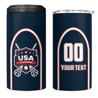 Custom USA 2025 Lacrosse 4 in 1 Can Cooler Tumbler USA Growing the Game Blue Version