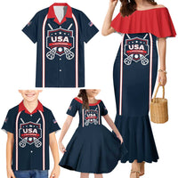 Custom USA 2025 Lacrosse Family Matching Mermaid Dress and Hawaiian Shirt USA Growing the Game Blue Version