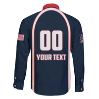 Custom USA 2025 Lacrosse Family Matching Off The Shoulder Long Sleeve Dress and Hawaiian Shirt USA Growing the Game Blue Version