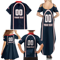 Custom USA 2025 Lacrosse Family Matching Summer Maxi Dress and Hawaiian Shirt USA Growing the Game Blue Version