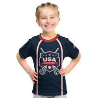 Custom USA 2025 Lacrosse Kid T Shirt USA Growing the Game Blue Version