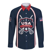 Custom USA 2025 Lacrosse Long Sleeve Button Shirt USA Growing the Game Blue Version