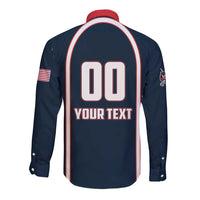 Custom USA 2025 Lacrosse Long Sleeve Button Shirt USA Growing the Game Blue Version