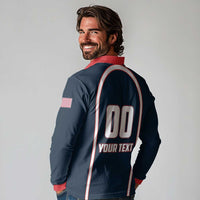 Custom USA 2025 Lacrosse Long Sleeve Polo Shirt USA Growing the Game Blue Version