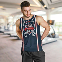 Custom USA 2025 Lacrosse Men Tank Top USA Growing the Game Blue Version