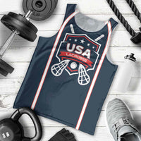Custom USA 2025 Lacrosse Men Tank Top USA Growing the Game Blue Version