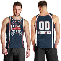 Custom USA 2025 Lacrosse Men Tank Top USA Growing the Game Blue Version