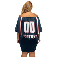 Custom USA 2025 Lacrosse Off Shoulder Short Dress USA Growing the Game Blue Version