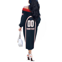 Custom USA 2025 Lacrosse Off The Shoulder Long Sleeve Dress USA Growing the Game Blue Version