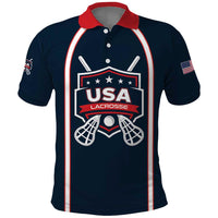 Custom USA 2025 Lacrosse Polo Shirt USA Growing the Game Blue Version