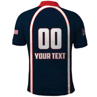 Custom USA 2025 Lacrosse Polo Shirt USA Growing the Game Blue Version