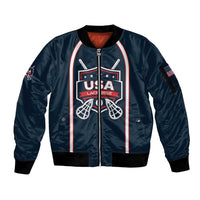 Custom USA 2025 Lacrosse Sleeve Zip Bomber Jacket USA Growing the Game Blue Version