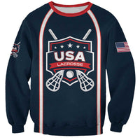 Custom USA 2025 Lacrosse Sweatshirt USA Growing the Game Blue Version