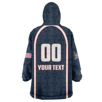 Custom USA 2025 Lacrosse Wearable Blanket Hoodie USA Growing the Game Blue Version