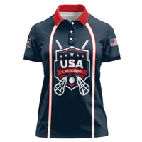 Custom USA 2025 Lacrosse Women Polo Shirt USA Growing the Game Blue Version