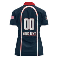 Custom USA 2025 Lacrosse Women Polo Shirt USA Growing the Game Blue Version