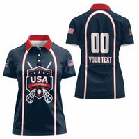 Custom USA 2025 Lacrosse Women Polo Shirt USA Growing the Game Blue Version