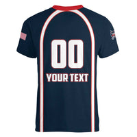 Custom USA 2025 Lacrosse Women V-Neck T-Shirt USA Growing the Game Blue Version