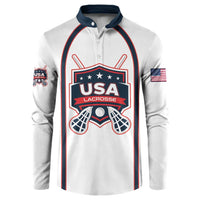 Custom USA 2025 Lacrosse Button Sweatshirt USA Growing the Game White Version