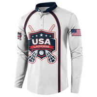 Custom USA 2025 Lacrosse Button Sweatshirt USA Growing the Game White Version