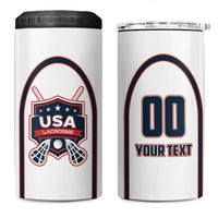 Custom USA 2025 Lacrosse 4 in 1 Can Cooler Tumbler USA Growing the Game White Version