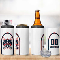 Custom USA 2025 Lacrosse 4 in 1 Can Cooler Tumbler USA Growing the Game White Version