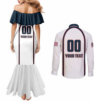 Custom USA 2025 Lacrosse Couples Matching Mermaid Dress and Long Sleeve Button Shirt USA Growing the Game White Version