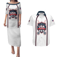 Custom USA 2025 Lacrosse Couples Matching Puletasi and Hawaiian Shirt USA Growing the Game White Version