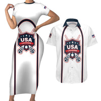 Custom USA 2025 Lacrosse Couples Matching Short Sleeve Bodycon Dress and Hawaiian Shirt USA Growing the Game White Version