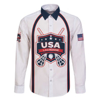 Custom USA 2025 Lacrosse Family Matching Off The Shoulder Long Sleeve Dress and Hawaiian Shirt USA Growing the Game White Version