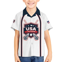 Custom USA 2025 Lacrosse Family Matching Off The Shoulder Long Sleeve Dress and Hawaiian Shirt USA Growing the Game White Version
