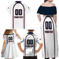 Custom USA 2025 Lacrosse Family Matching Off Shoulder Maxi Dress and Hawaiian Shirt USA Growing the Game White Version