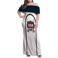 Custom USA 2025 Lacrosse Family Matching Off Shoulder Maxi Dress and Hawaiian Shirt USA Growing the Game White Version