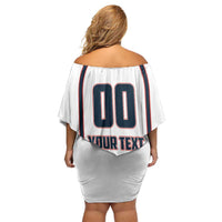 Custom USA 2025 Lacrosse Family Matching Off Shoulder Short Dress and Hawaiian Shirt USA Growing the Game White Version